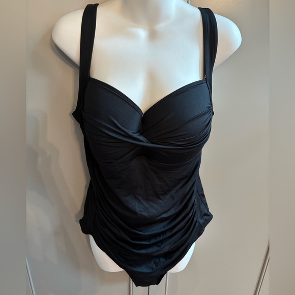 Sea Level Swim Australia Black twist front Ruched Swimsuit sz 14 - Picture 2 of 6